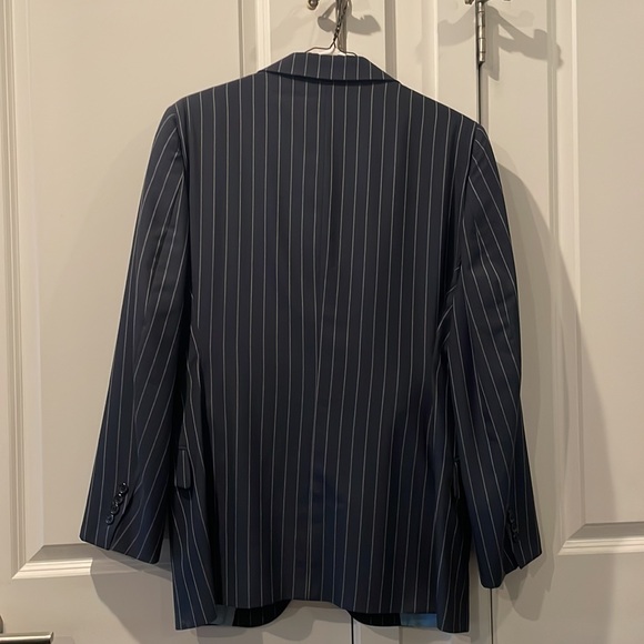 Custom Navy Pinstripe Tom James Suit 44 Jacket / 34 Pant - Picture 6 of 12
